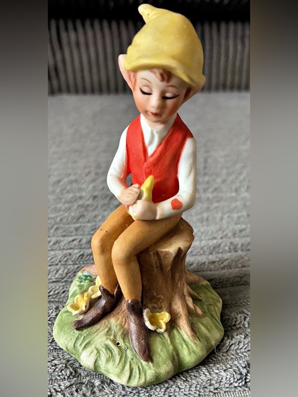 Vintage Ceramic Elf Gnome Figurine Decor Forest Collectible